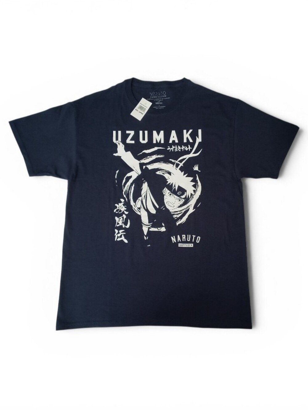 Naruto Shippuden Uzumaki Dark Blue Short Sleeve T-Shirt Size L